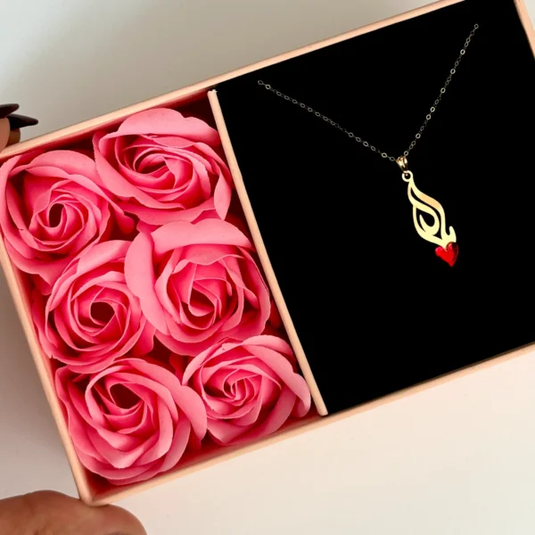 آویز طلا مادر سنگ قلبی قرمز زنانه دخترانه کادویی