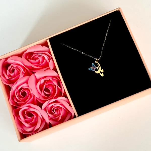 آویز طلا مامان نقطه قلب و پروانه سنگی بنفش آبی زنانه دخترانه کادویی