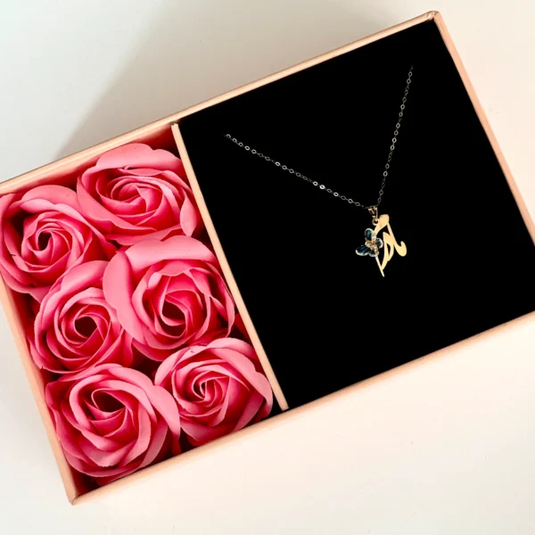 آویز طلا مادرم و پروانه سنگی سفید زنانه دخترانه کادویی