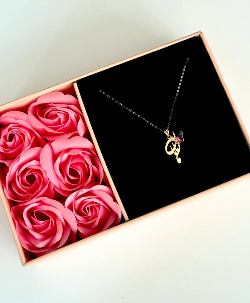 آویز طلا مامان نقطه پایین و پروانه سنگی نارنجی زنانه دخترانه کادویی