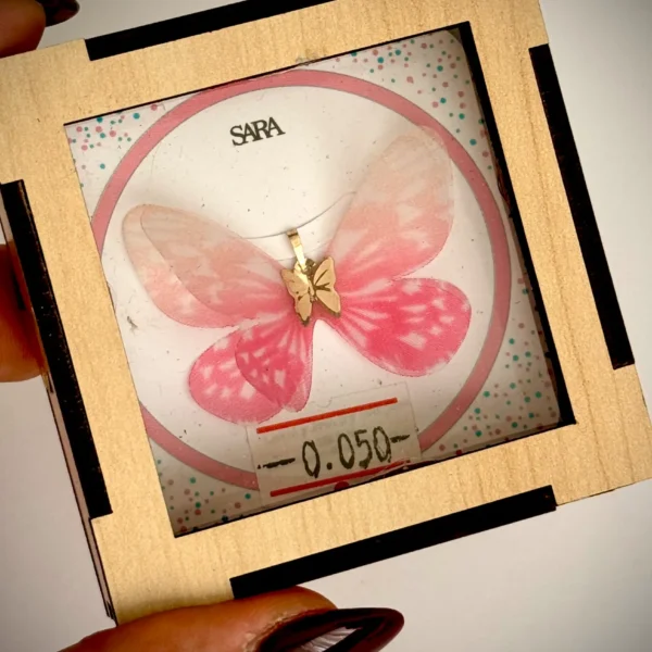 آویز طلا پروانه پارچه ای سفید صورتی گلبهی کادویی