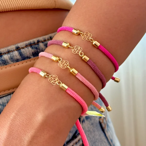 دستبند بند رنگی گل رز زنانه دخترانه کادویی