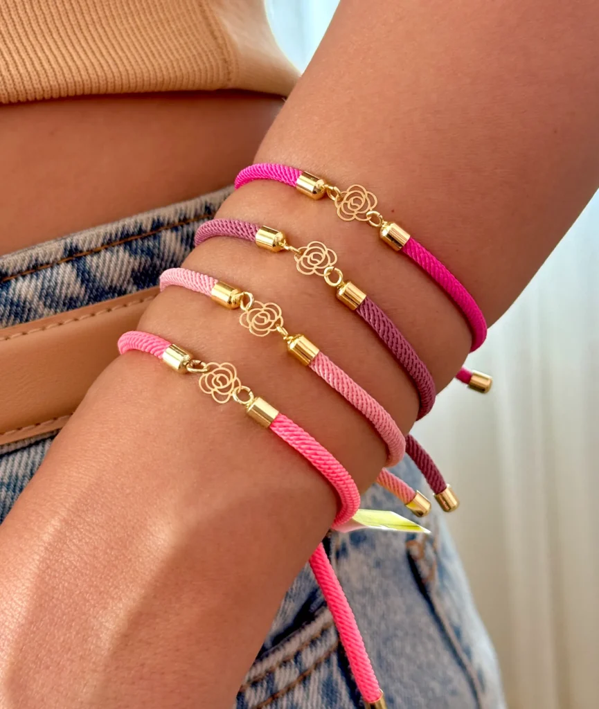 دستبند بند رنگی گل رز زنانه دخترانه کادویی