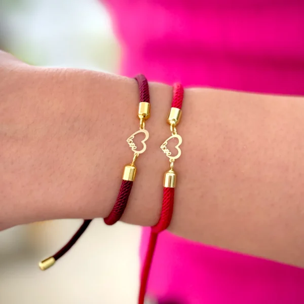 دستبند بند رنگی قلب کنار love زنانه دخترانه کادویی