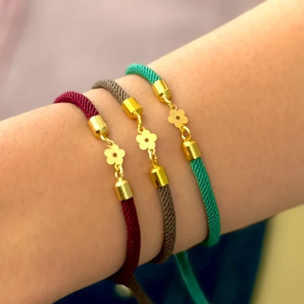 دستبند بند رنگی گل گرد زنانه دخترانه کادویی