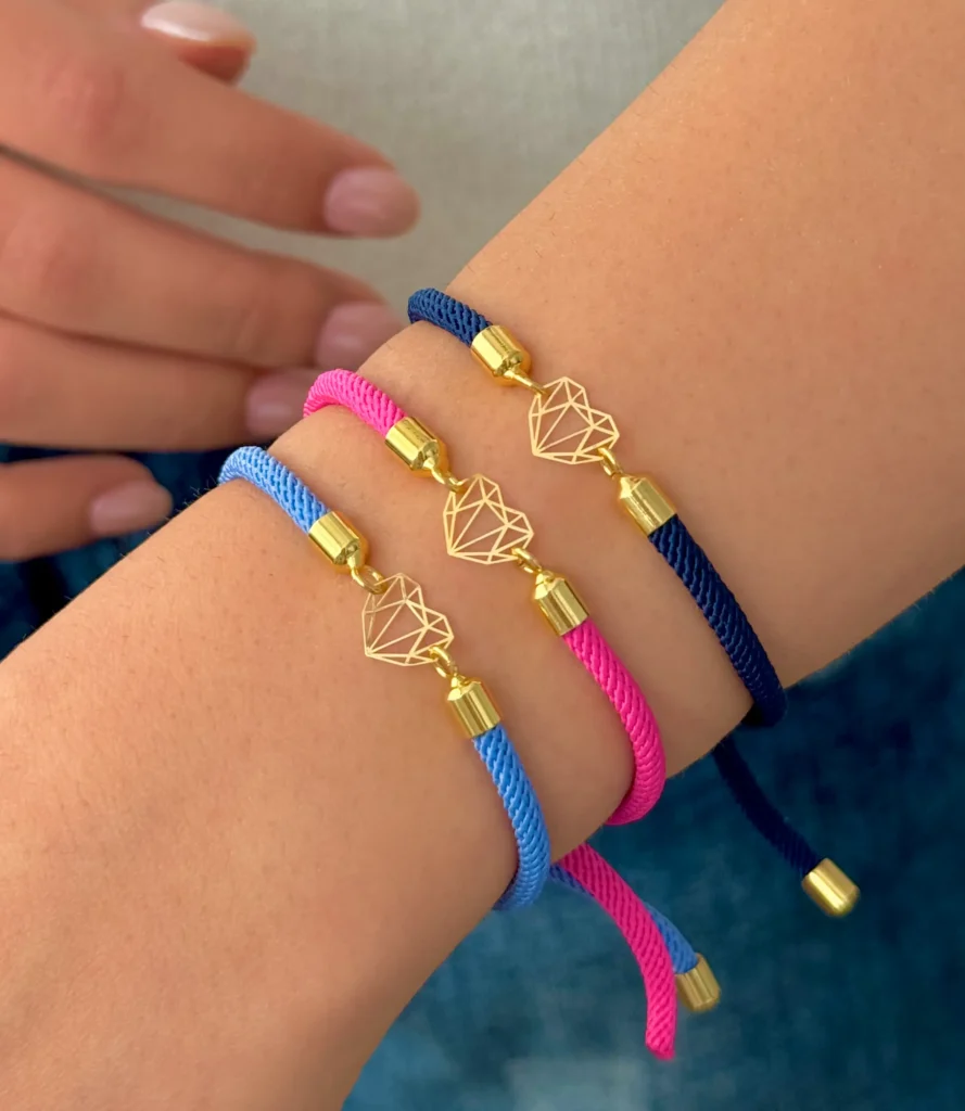 دستبند بند رنگی قلب اوریگامی زنانه دخترانه کادویی