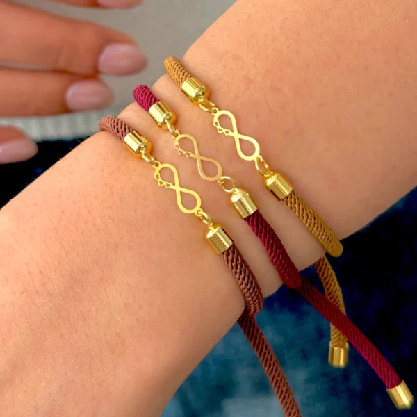 دستبند بند رنگی بی نهایت و سه قلب زنانه دخترانه کادویی