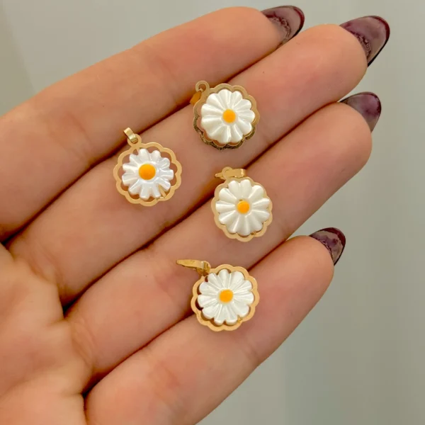 آویز طلا گل بابونه زنانه دخترانه کادویی