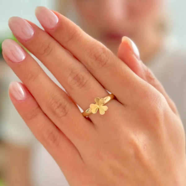 انگشتر طلا گل شش پر زنانه دخترانه کادویی