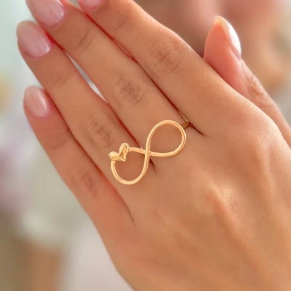 انگشتر طلا بی نهایت و قلب زنانه دخترانه کادویی