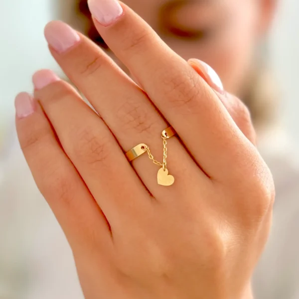 انگشتر طلا زنجیر و قلب آویز زنانه دخترانه کادویی