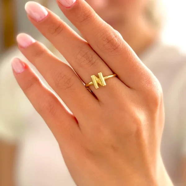 انگشتر طلا حرف N بادکنکی دخترانه زنانه کادویی