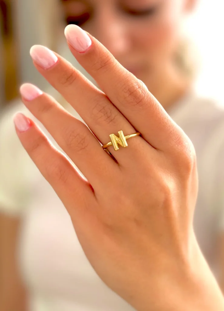 انگشتر طلا حرف N بادکنکی دخترانه زنانه کادویی