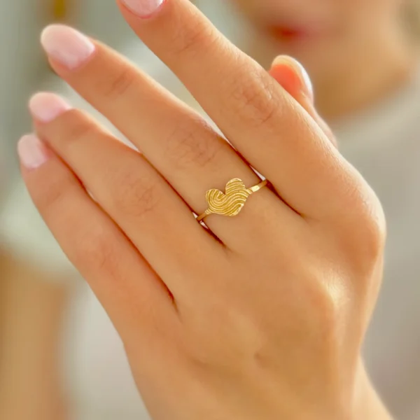 انگشتر طلا قلب اثر انگشتی زنانه دخترانه کادویی