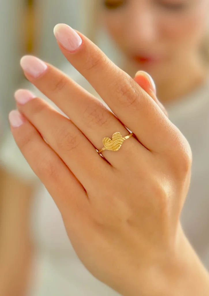 انگشتر طلا قلب اثر انگشتی زنانه دخترانه کادویی