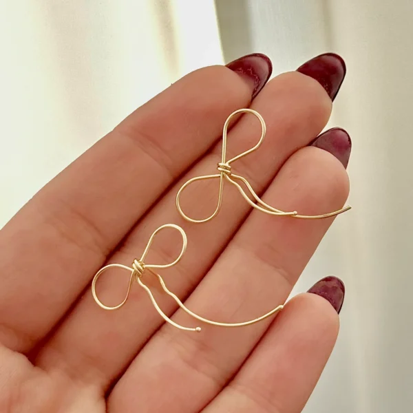 گوشواره طلا میخی پاپیون مفتولی زنانه دخترانه کادویی