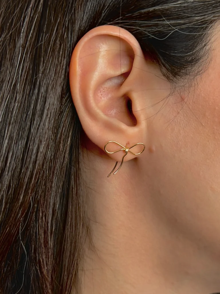 گوشواره طلا میخی پاپیون مفتولی کوچک زنانه دخترانه کادویی