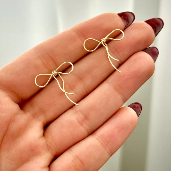 گوشواره طلا میخی پاپیون مفتولی کوچک زنانه دخترانه کادویی