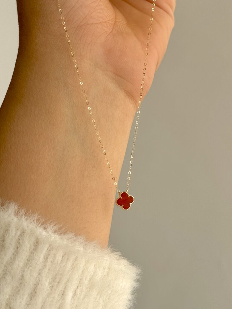 گردنبند طلا زنجیر متصل ونکلیف قرمز زنانه دخترانه کادویی