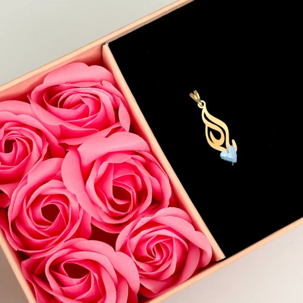 آویز طلا مادر سنگ قلبی آبی زنانه دخترانه کادویی