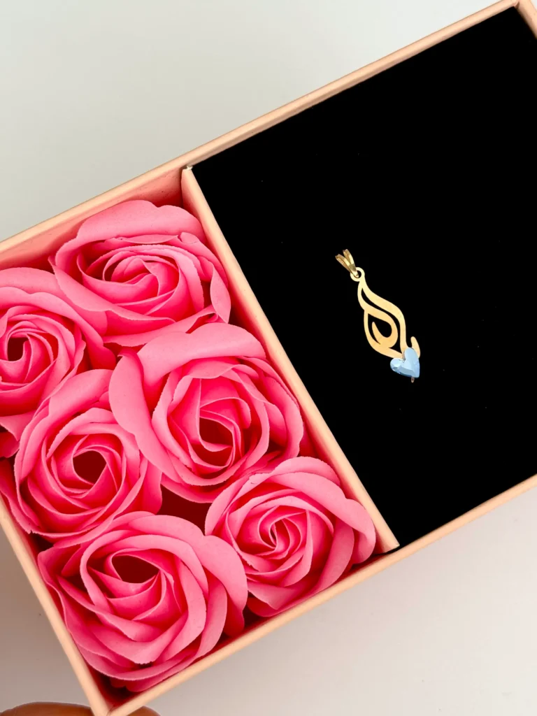 آویز طلا مادر سنگ قلبی آبی زنانه دخترانه کادویی