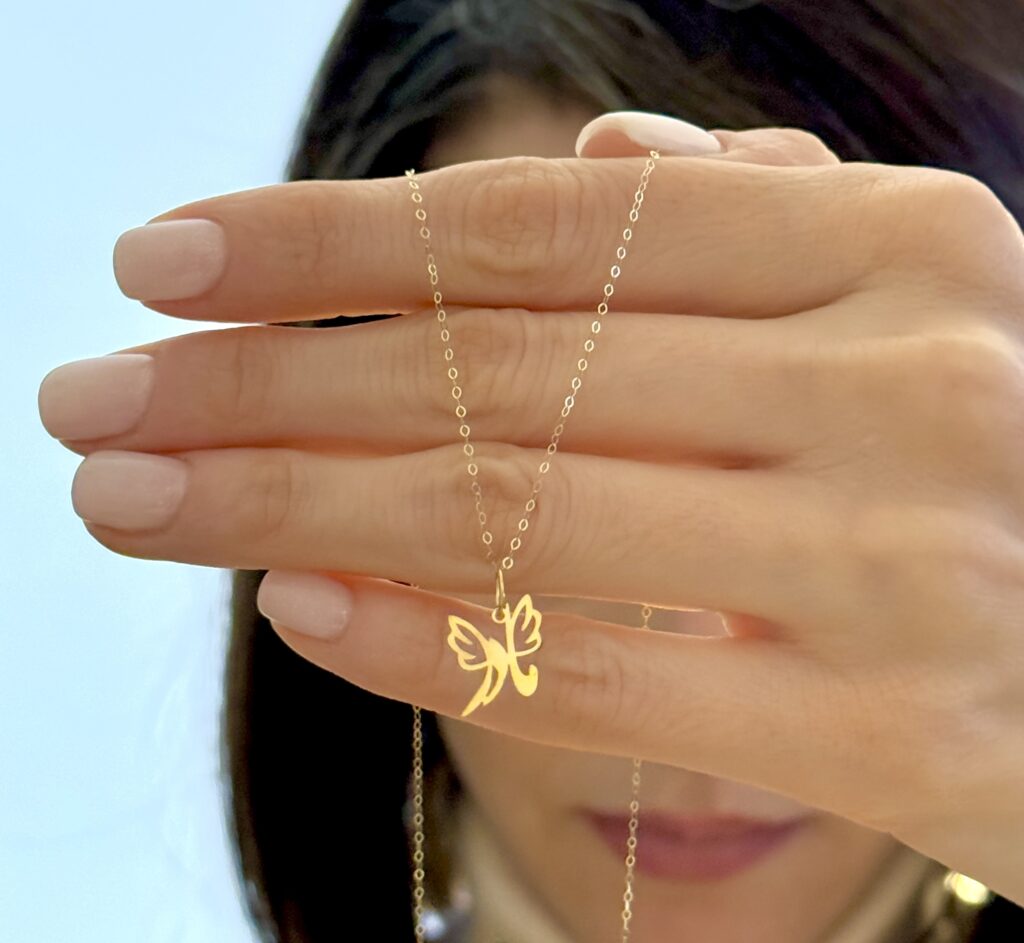 آویز طلا مادر دو بال لیزری زنانه کادویی