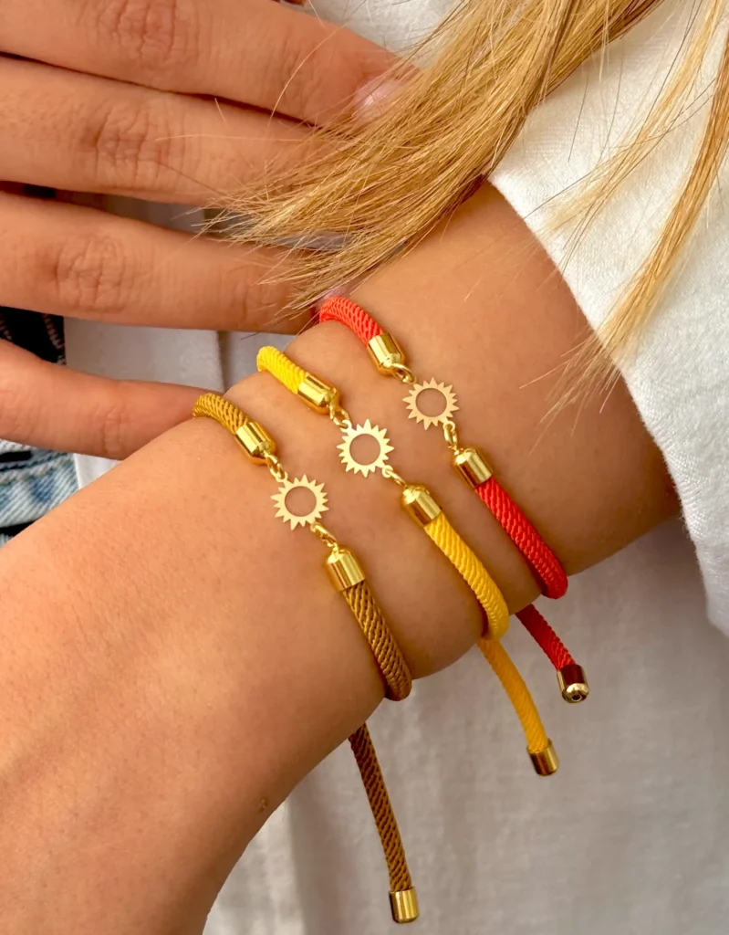 دستبند بند رنگی خورشید زنانه دخترانه کادویی
