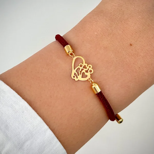 دستبند بند رنگی قلب بزرگ و چند قلب کوچک زنانه دخترانه کادویی