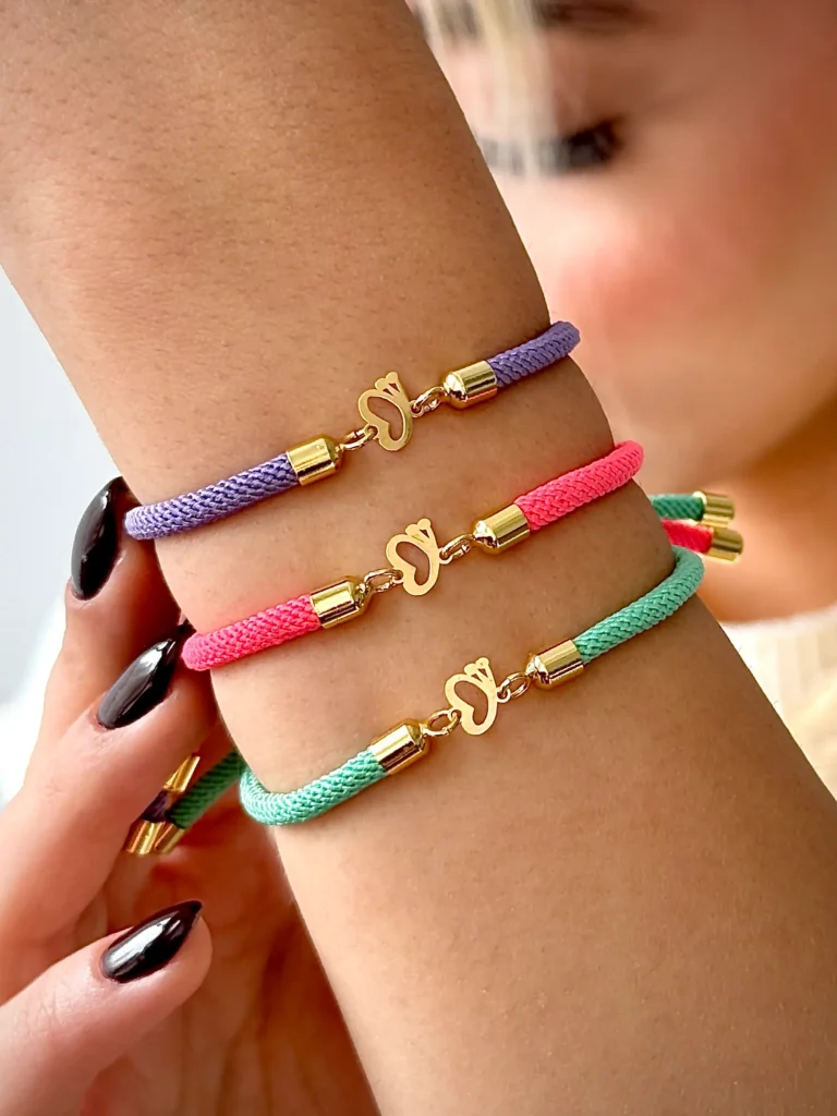 دستبند بند رنگی پروانه نیمه شاخکی زنانه دخترانه کادویی