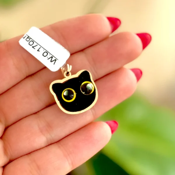 آویز طلا گربه پولیشی مشکی رنانه دخترانه کادویی