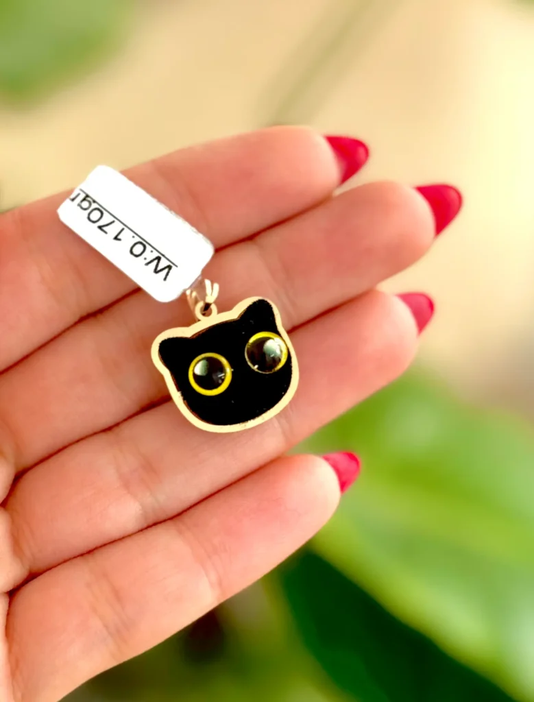 آویز طلا گربه پولیشی مشکی رنانه دخترانه کادویی