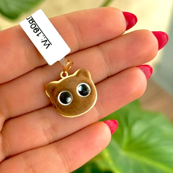 آویز طلا گربه پولیشی قهوه ای دخترانه کودکانه کادویی